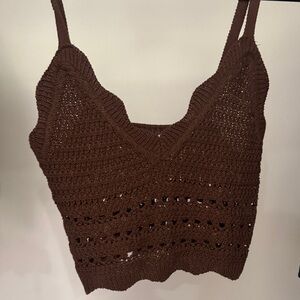 Brown Crochet Women Top